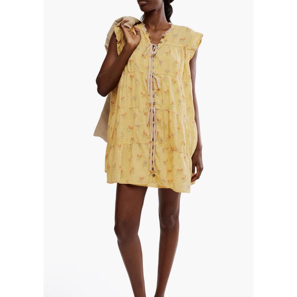 NWT! Free people Sundown Mini Tunic Dress in Sunshine Combo Size Small